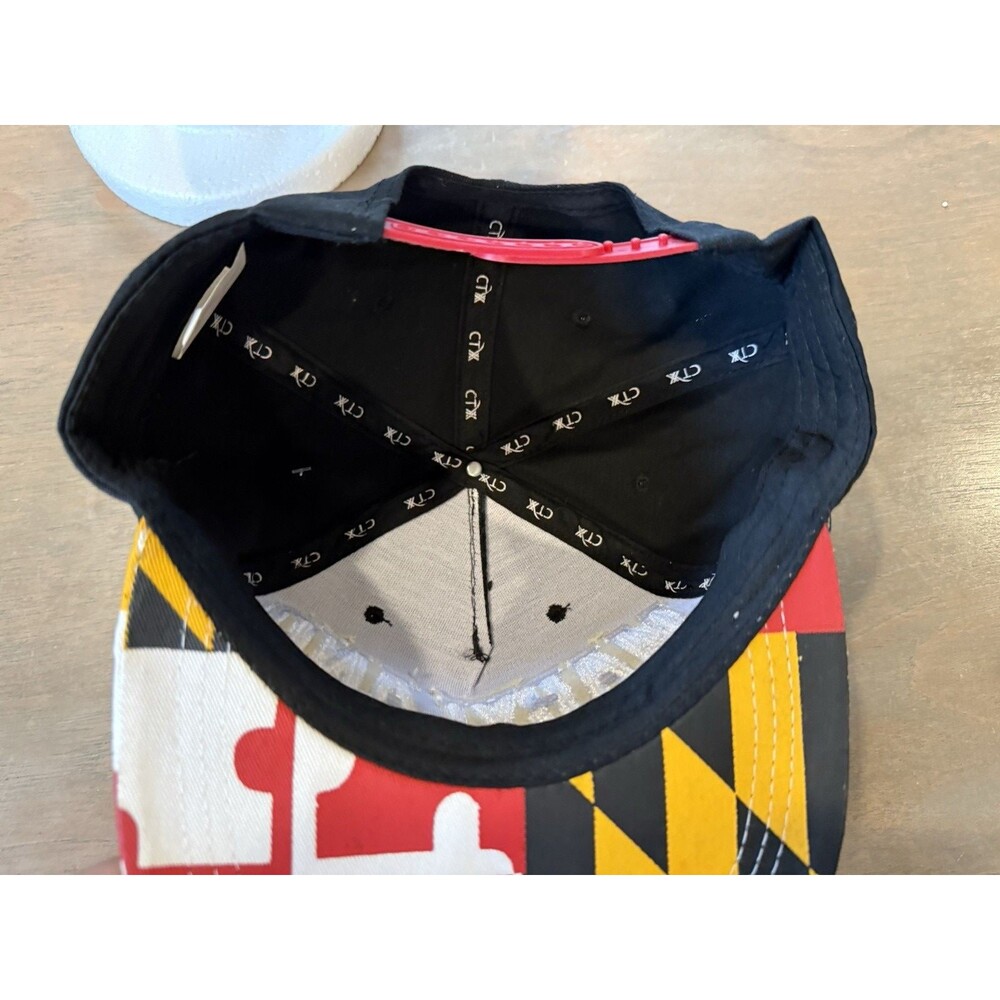 Hat Maryland Snap Back MD Flag Hat Cap CTX Black with Flag on Brim & Hat - Picture 10 of 12